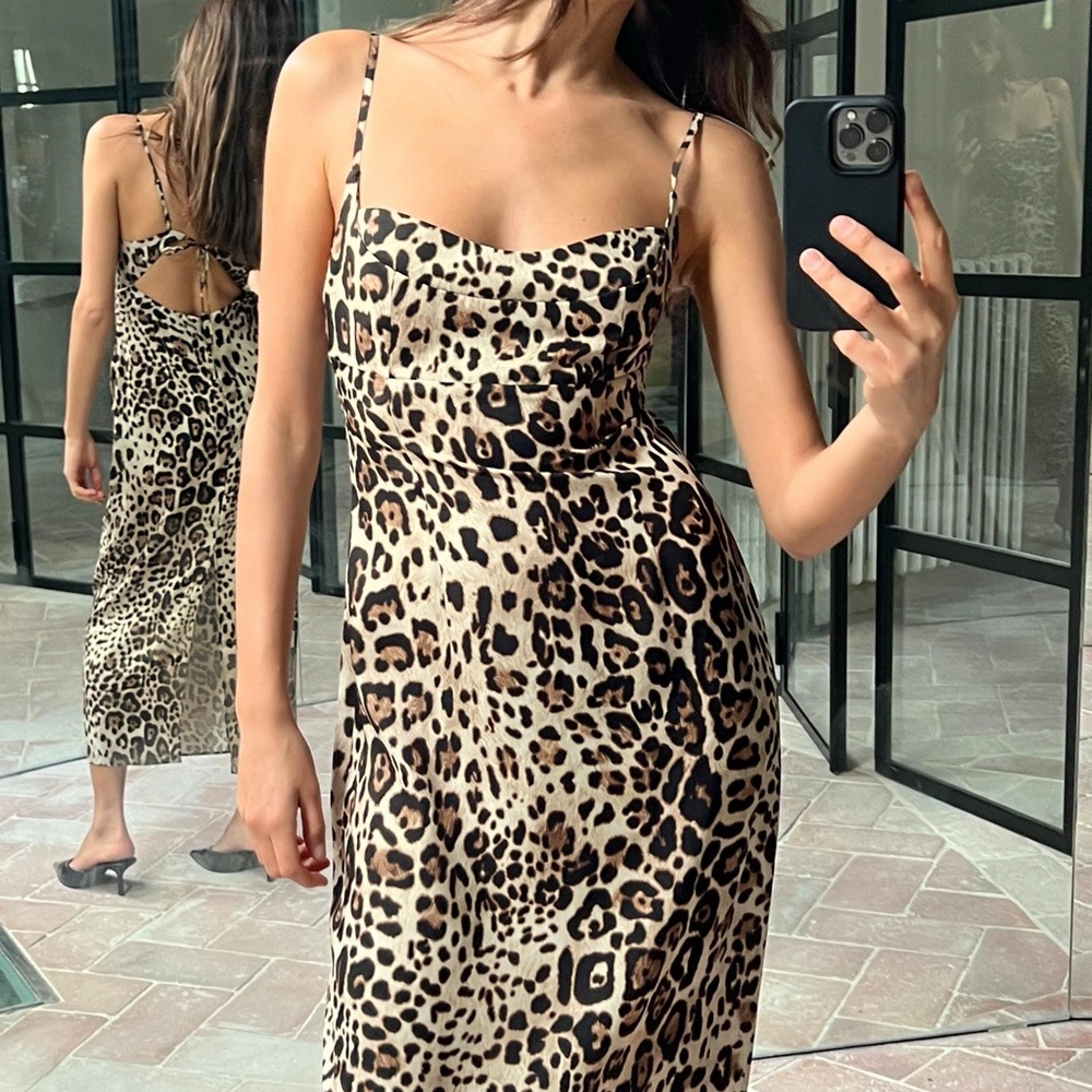 ZARA Leopard Print Midi Dress